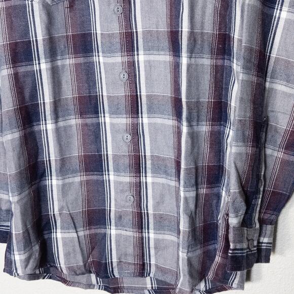 Burnside Men's Flannel Shirt Gray Blue Plaid Size S Normcore - Picture 5 of 6